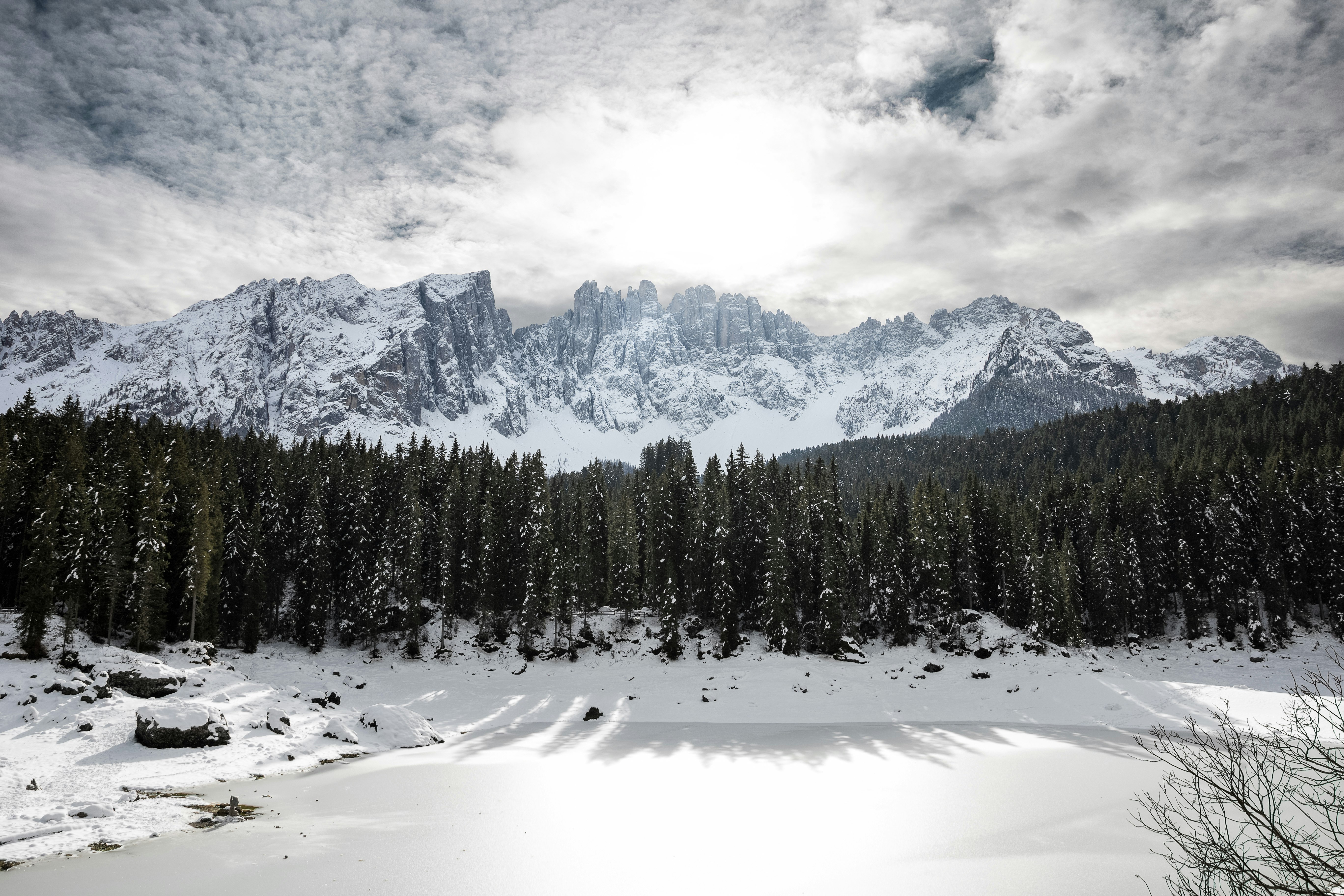 mountain covered snow